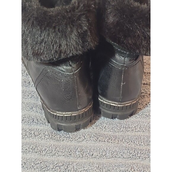 Baretraps Black Leather Faux Fur Combat Boots 9M - Picture 7 of 10